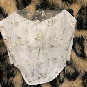 White Embroidered Corset Top